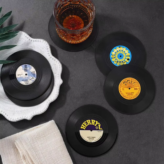 Vinyl Disk Coasters Floppy Disk Cup Mat Home Decor Bar Accessory SET Heat-Insulated Cup Mats Drinks Holder Home Decor 6 Pieces