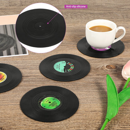 Vinyl Disk Coasters Floppy Disk Cup Mat Home Decor Bar Accessory SET Heat-Insulated Cup Mats Drinks Holder Home Decor 6 Pieces